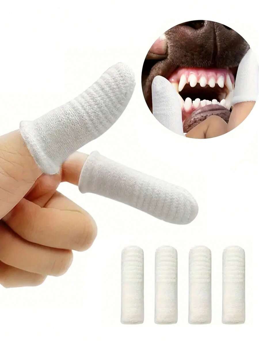 4入組狗狗用指套牙刷，360度柔軟狗狗指套牙刷，耐用可水洗寵物口腔清潔工具