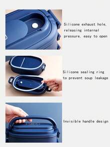 3層隔熱便當盒，附有匙羹和叉子，適用於野餐，可放入微波爐加熱 - 彩色 - 查看 6