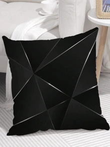 1 pièce Taie d'oreiller imprimée en motif géométrique noir minimaliste pour la décoration intérieure (convient pour canapé, lit, etc.) - Multicolore - Voir 6