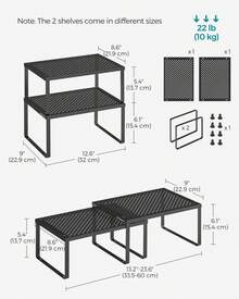 SONGMICS Cabinet Shelf Organizer, Stackable, Expandable, Set Of 4 Metal Kitchen Counter Shelves - Black - View 5