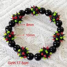 1 pieza Pulsera elástica hecha a mano con cuentas de bolitas de silicona en diseño alternativo, textura suave adecuada para uso diario - Esférico - Ver 6