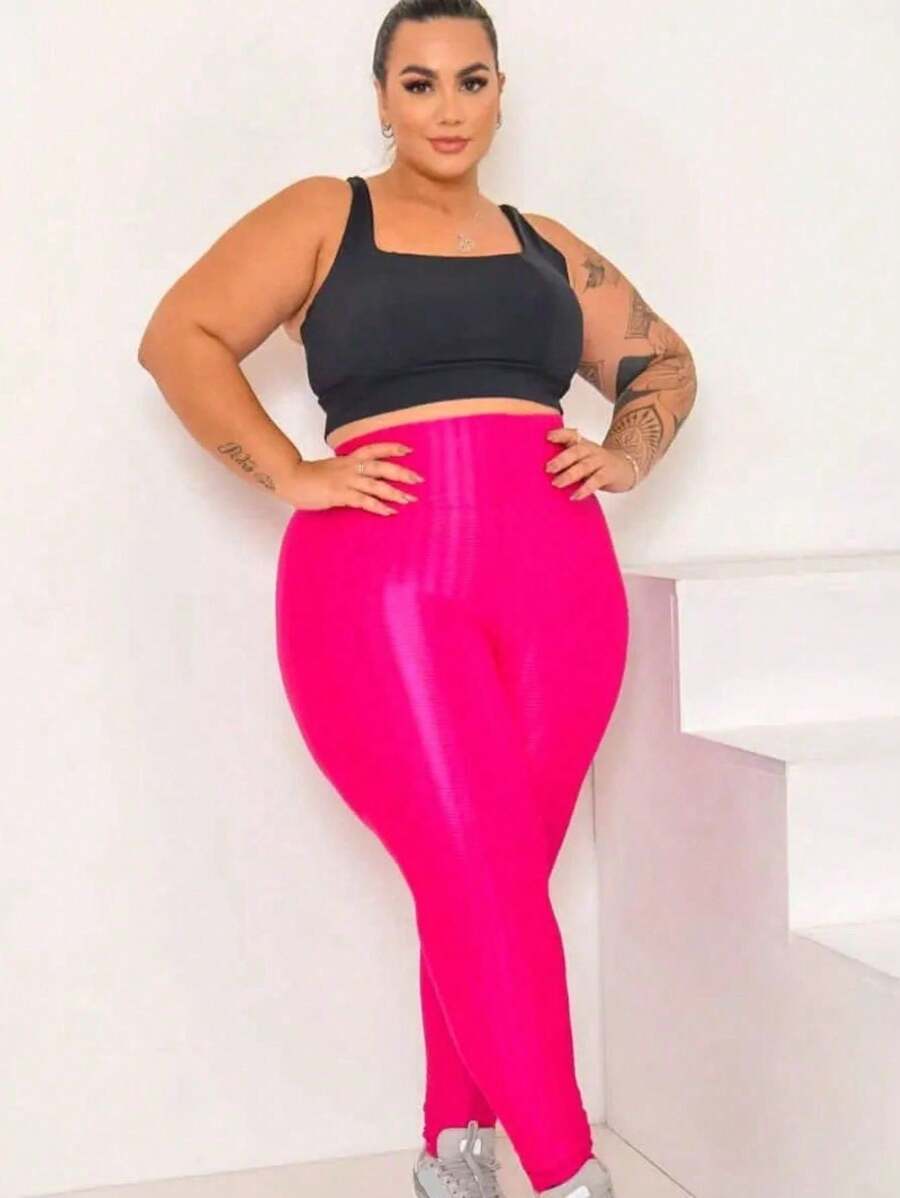 Donna Martins Plus Size Leggings - 玫紅色 - 查看 1