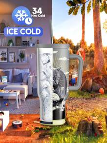 40oz Thermobecher mit Deckel und Strohhalm, isolierte Edelstahl Wasserflasche mit Griff, vakuumisolierte Wasserflasche, isolierter Becher, Geschenkbecher, hält Getränke 34 Stunden kalt oder 10 Stunden heiß, tragbar geeignet für Camping, Wandern, Autofahrten und Reisen