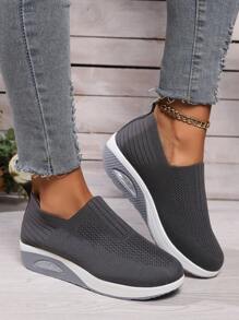 Giày thể thao thường ngày chống trượt thoáng khí đan mới cho các bà mẹ, giày thể thao nữ đệm khí lưới thoải mái thời trang cổ điển - Xám - Xem 4