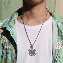 1pc Hip Hop Iced Out Bling Full Rhinestone Crown King Pendant Necklace  Link Chain Necklace For Men Goth Punk Rock Biker Jewelry Gifts - King Style - View 7