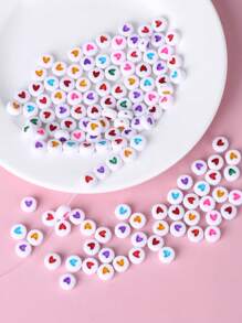 100/200/300 piezas de cuentas de letras de colores surtidos con formas de corazón, estrella y luna para hacer pulseras de la amistad y joyería, regalo de San Valentín - Multicolor - Ver 2