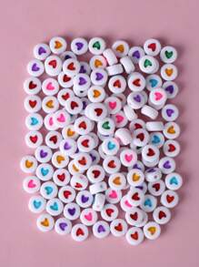 100/200/300 piezas de cuentas de letras de colores surtidos con formas de corazón, estrella y luna para hacer pulseras de la amistad y joyería, regalo de San Valentín - Multicolor - Ver 1