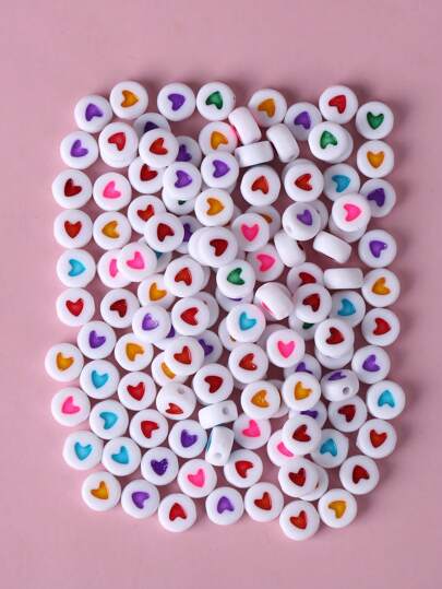 100/200/300入組多色字母心形、星形和月形珠子，適用於手織友誼手鍊和珠寶製作