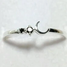 1 anillo delicado con forma de luna y brillantes circonias cúbicas, accesorio de joyería de estilo minimalista para uso diario