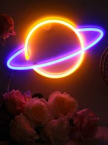 1pc Led Planet Shaped Neon Light With Hook, USB And Battery Powered Saturn Shaped Design Neon Sign Light, Suitable For Table,Bedroom,Wall, Party,Student Dormitories,Game Room,Wedding Decoration, Birthday Gifts For Friends - Multicolor - View 10