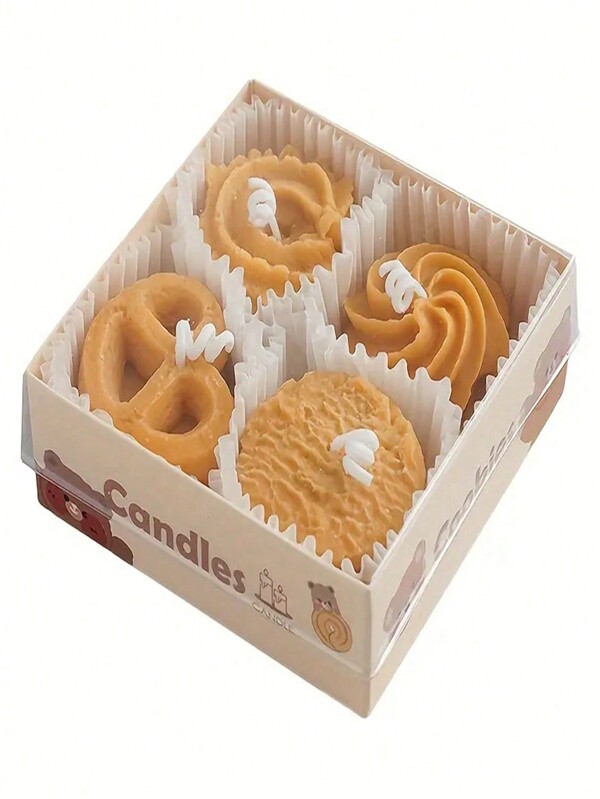 4pcs Cookies Aromatherapy Candles Wholesale Aromatherapy Gift Box Souvenir Creative Wax Candles Ins Set Gift Modeling Wax Halloween,Spooky,Autumn,Festival,Holiday ,Winter,Holiday,Festival,Room Decor,Gifts Birthday Graduation