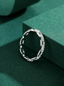 MODIAN 925 Sterling Silver Fashion Geometric Clear CZ Ring Real Exquisite Stackable Finger Rings For Women Statement Jewelry - Silver - View 5