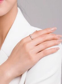 MODIAN 925 Sterling Silver Fashion Geometric Clear CZ Ring Real Exquisite Stackable Finger Rings For Women Statement Jewelry - Silver - View 3