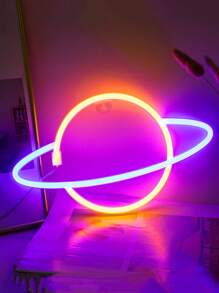 1pc Led Planet Shaped Neon Light With Hook, USB And Battery Powered Saturn Shaped Design Neon Sign Light, Suitable For Table,Bedroom,Wall, Party,Student Dormitories,Game Room,Wedding Decoration, Birthday Gifts For Friends - Multicolor - View 8