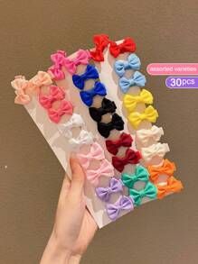 30pcs Assorted Color Cute Bowknot Hair Clips For Little Girls - Multicolor - View 5