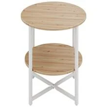 LIVINGANDHOME Living And Home 1 Piece 2 Tiers Modern Small Round Coffee Table,Side Table,Sofa Side Table,Tea Table,Home Storage Table,Nightstand Table,Corner End Table For Living Room,Bedroom,Kitchen,Balcony,Office,Indoor,Outdoor - Natural Oak - View 9