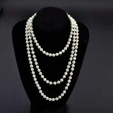 1入歐美經典流行韓風珍珠項鍊，簡約百搭，多層毛衣鏈鎖骨鏈 - 白色 - 查看 2