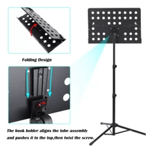 Atril Para Partituras Ajustable Reforzado Portátil/funda,Atril de música, portátil y con altura ajustable de 73cm a 145cm (28.7 pulg. a 57 pulg.)