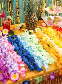 5 stuks Hawaiiaanse Leis, perfecte Hawaiiaanse feestartikelen voor zomerse strandvakanties, essentiële feestdecoraties voor verjaardagen, afstudeerders en huwelijksvieringen