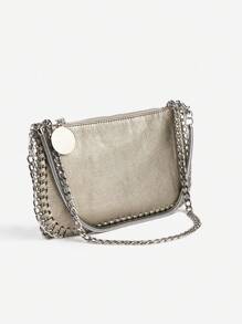 Handmade Chain Weave Multipurpose Silver Metallic Crossbody Bag, Can Be Used As Handbag, Shoulder Bag Or Messenger Bag - 銅色 - 查看 3