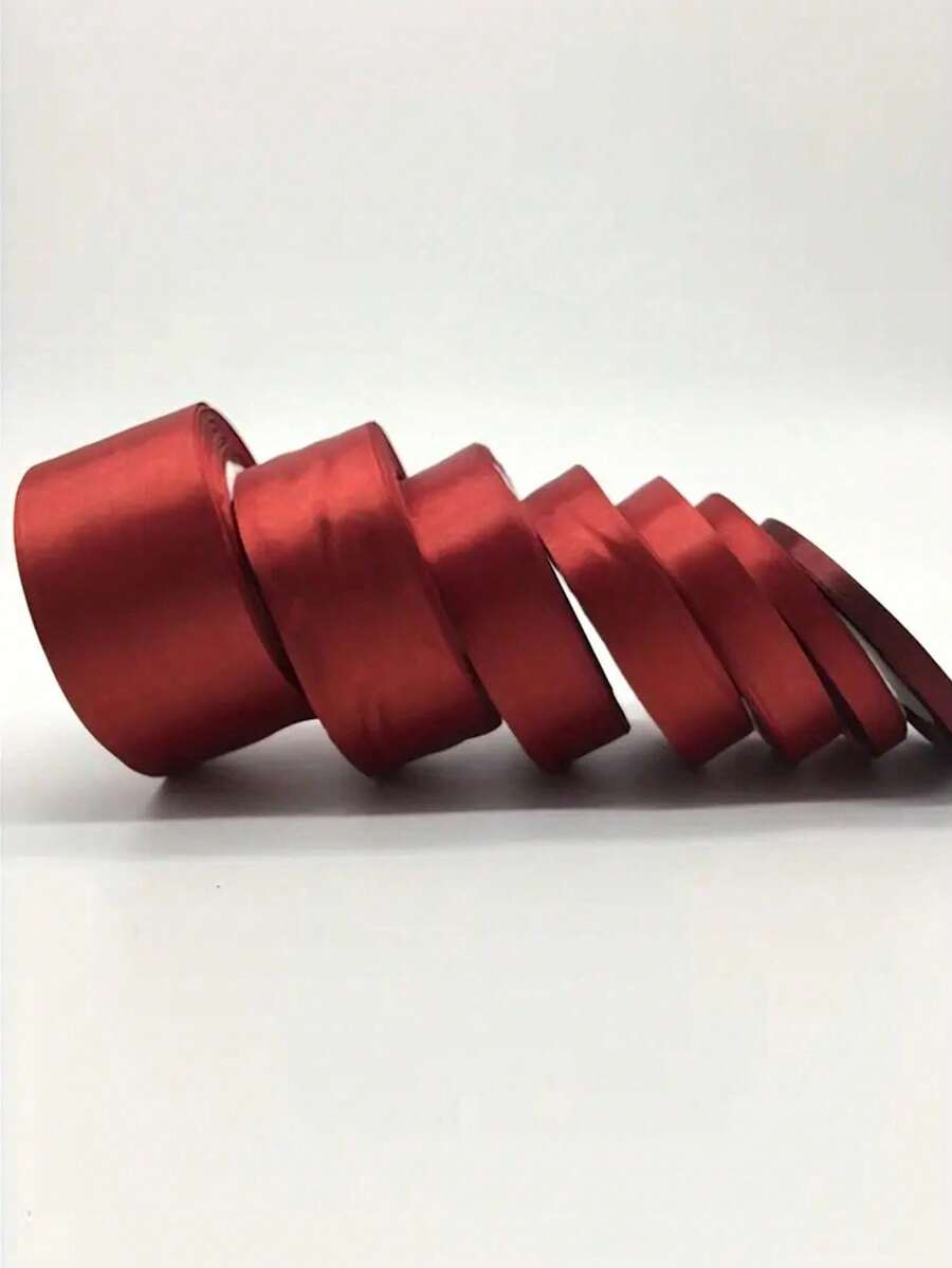 1捲22米，香檳金包裝緞帶蝴蝶結，色帶，聚酯緞帶，禮盒絲帶，提花織帶 - 酒紅色 - 查看 1