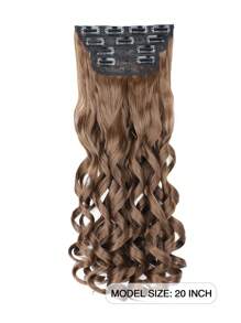 nimoki Clip In Hair Extensions Long Bouncy Curly  Hair Extensions 20 Inch 4pcs  Synthetic Hair Extensions For Women(Light Brown) - Light Brown - View 5