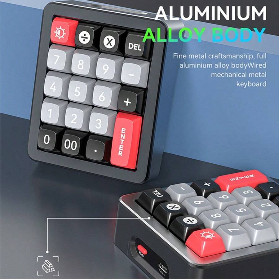 Aluminum Alloy Wired Numeric Keypad With Mechanical Switches And Full ...