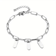 1pc Fashion Customized Bracelet For Men Women Carved 1-5 Names Square Pendant Bracelet Personalized Nameplate Charm Gold Color Paperclip Chain Bracelets Stainless Steel Jewelry Unique Custom Bracelet Exquisite Wrist Accessories Back-To-School Gifts Birthday Gift Mom Gift