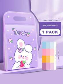 1pc Cartoon Rabbit Handheld File Folder Exam Paper Bag With Label Sticker, 13-Layer Large-Capacity Accordion Organizing Bag, Elementary School Dedicated Roll-Up Storage Bag, Suitable For Students And Office Classification Of Data And Paper Use, Middle School Student Subject Classification Folder Learning Stationery Supply,Back To School,School Supplies - 13-layer Vertical Portable Accordion Bag - View 10