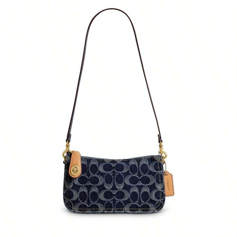 Penn Mini Signature Denim Shoulder Bag - Blue - View 1