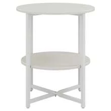 LIVINGANDHOME Living And Home 1 Piece 2 Tiers Modern Small Round Coffee Table,Side Table,Sofa Side Table,Tea Table,Home Storage Table,Nightstand Table,Corner End Table For Living Room,Bedroom,Kitchen,Balcony,Office,Indoor,Outdoor - White - View 8