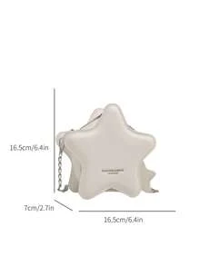 1pc Girls' Mini Crossbody Bag With Star Pattern, PU Material With Zipper Closure And Chain Strap, Suitable For Daily Use - A - View 5