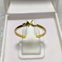 1 anillo delicado con forma de luna y brillantes circonias cúbicas, accesorio de joyería de estilo minimalista para uso diario