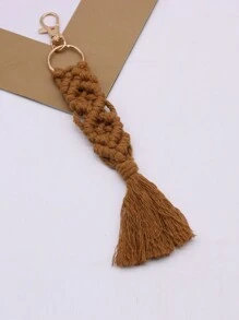 1pc Hand-Woven Tassel Keychain Pendant Creative Keychain, Backpack Pendant, Bag Charms, Birthday Gifts, DIY Accessories Party Favors, Decorations,Birthday Gift For Friends And Family(Light Grey),Home Decor ,Room Decor,Wall Decor Graduation