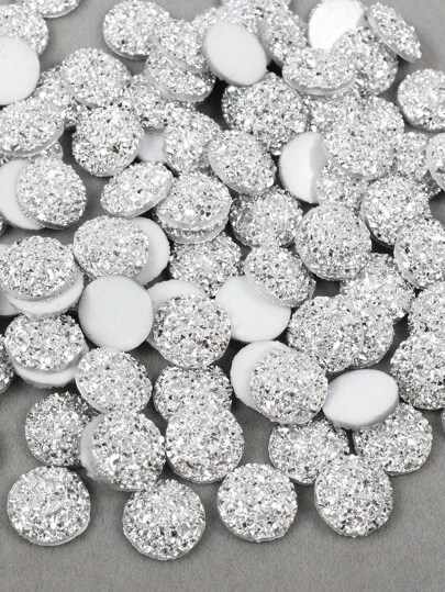 100pcs/Pack Natural Stone Pattern Resin Rhinestones, 12mm Flat-Bottomed Rhinestones, Round Shaped Rhinestones For DIY Crafts And Clothing Accessories