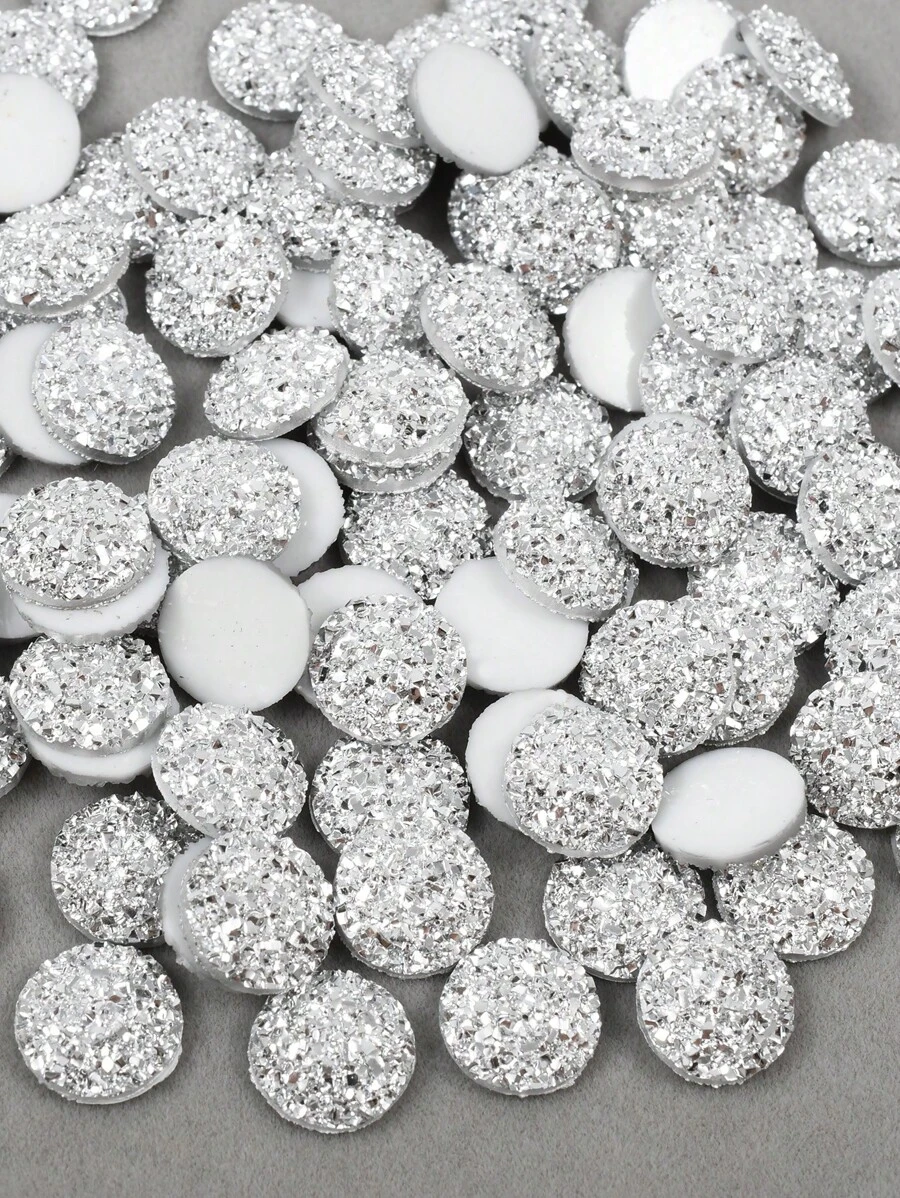 100pcs/Pack Natural Stone Pattern Resin Rhinestones, 12mm Flat-Bottomed Rhinestones, Round Shaped Rhinestones For DIY Crafts And Clothing Accessories