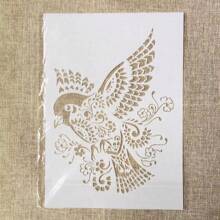 1pc White Plastic A4 Painting Stencil Template With Theme Of Swans, Birds, And Peacocks - White - View 7