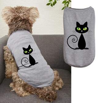 1 Pc Pet Cat Dog Printing Vest ,Cartoon Pattern Pet Tops