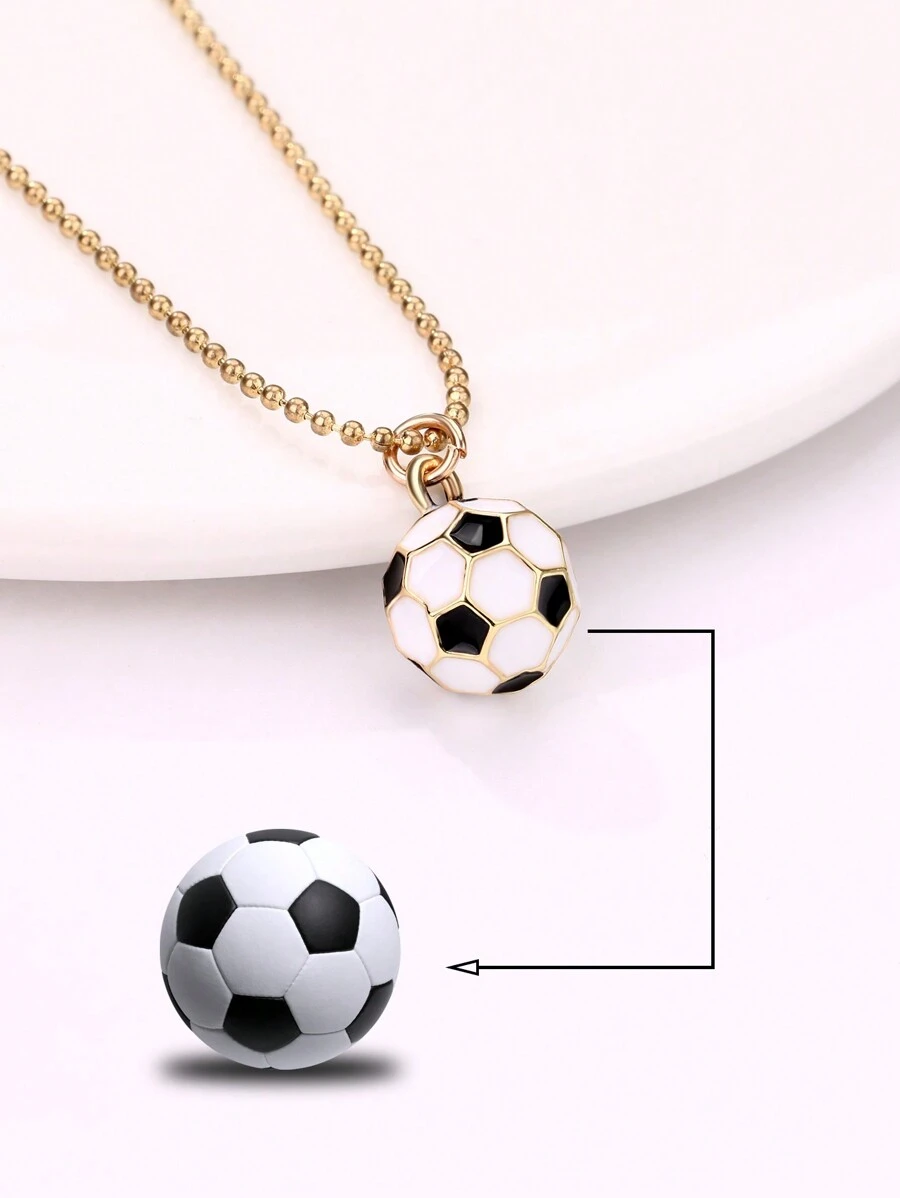 1 szt. Naszyjnik ze stopu cynku dla chłopców 3D w kształcie piłki nożnej, czarno-biały, w stylu piłkarskim, odpowiedni na powrót do szkoły