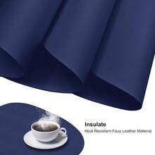 Faux Leather Placemats Set Of 6, Durable And Easy To Clean Faux Leather Placemats Ideal For Kitchen, Dining Room, Patio - Heat Resistant And Wipeable Dining Table Mats Grey 6pcs - 寶藍色 - 查看 2