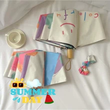 Foldable Rainbow-Colored Sun Umbrella, UV-Proof, Fashionable Shade Umbrella For Women, Can Be Used In Both Rainy And Sunny Days For School,Office,Household,Travel