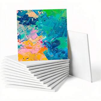 4 包绘画用画布板、艺术绘画画布、丙烯画、油画、水彩画、蛋彩画的底漆绘画用品（画布板 - 4 包 - 5x7、8x10、9x12、11x14 各 1 块）返校、返校、学校用品