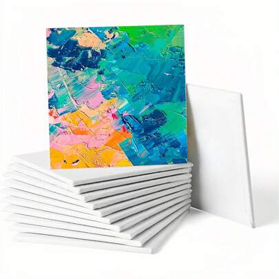 4 包绘画用画布板、艺术绘画画布、丙烯画、油画、水彩画、蛋彩画的底漆绘画用品（画布板 - 4 包 - 5x7、8x10、9x12、11x14 各 1 块）返校、返校、学校用品