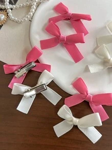6 件女士粉色蝴蝶结发夹，甜美芭蕾风格发饰，带迷你蝴蝶结，非常适合日常使用和可爱的发型粉色配饰爪夹发夹发夹 - 粉色 - 查看 4