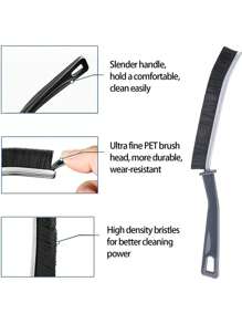 2pcs Gap Cleaning Brushes, Multifunctional Crevice Cleaning Tool, Dead Corners Brushes For Bathroom Kitchen Tiles Window Door Slots - Black - View 8