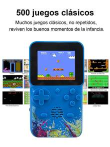 1 Pieza Máquina De Videojuegos Portátil De Juegos Clásicos De 8 Bits, Mini Consola Retro Con 500 Juegos G-620 - Azul - Ver 3