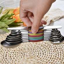 Premium Stainless Steel Measuring Cups Spoons Set Engraved Measurement Markers Stackable Design For Baking Cooking Dry Liquid Ingredients Kitchen Gadgets - Multicolor - View 15