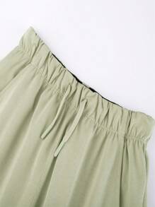 Annil 男孩和女孩的 V 领短袖短裤套装，适合夏季跑步、玩耍、运动和休闲服装 - 綠色 - 查看 8