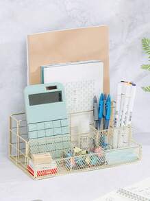 1入組帶筆筒、手機架的網狀桌面收納盒，預設提供金色、玫瑰金、黑色、黑骨色四種色系可供挑選，適用於辦公室、家庭、學校等多種環境 - 彩色 - 查看 2