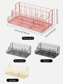 1入組帶筆筒、手機架的網狀桌面收納盒，預設提供金色、玫瑰金、黑色、黑骨色四種色系可供挑選，適用於辦公室、家庭、學校等多種環境 - 彩色 - 查看 4